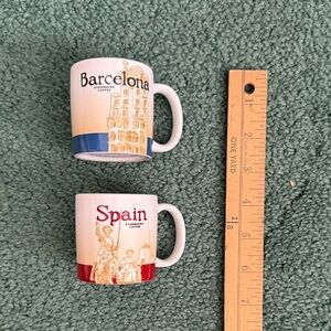 Starbucks Barcelona and Spain espresso Mugs - Cream, Red, and Blue. 3oz